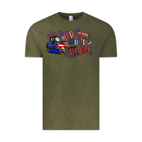 Vintage Olive red white and boom Vintage Tee - Artiststas