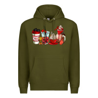 Army Green hockey coffee cups Premium Hoodie - AdoDesignShop