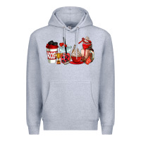 Heather Grey hockey coffee cups Premium Hoodie - AdoDesignShop