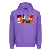 Purple hockey coffee cups Premium Hoodie - AdoDesignShop