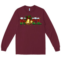 Burgundy noel Christmas bells Long Sleeve Tee - BarkalooDesign