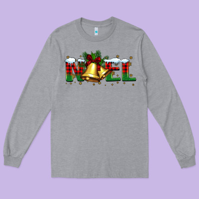 Noel Christmas Bells Long Sleeve Tee Designed By Barkaloodesign