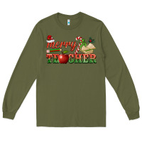 Army Green merry teacher Long Sleeve Tee - BarkalooDesign