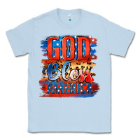 Dusty Blue God Bless America Classic Tee - Jasminsmagicworld
