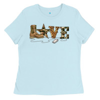 Baby Blue camouflage military boots love Ladies Tee - Artiststas