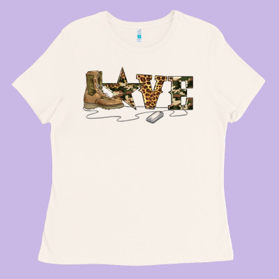 Camouflage Military Boots Love Ladies Tee Designed By Artiststas
