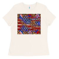 Bone American flag and star leopard Ladies Tee - Artiststas