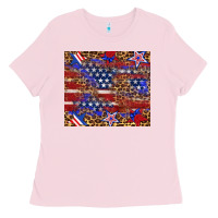 Bubblegum Pink American flag and star leopard Ladies Tee - Artiststas