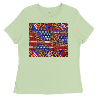 Matcha American flag and star leopard Ladies Tee - Artiststas
