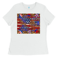 White American flag and star leopard Ladies Tee - Artiststas