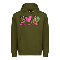 Army Green peace love horses Premium Hoodie - RanaPortraitStore
