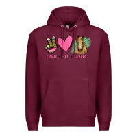Burgundy peace love horses Premium Hoodie - RanaPortraitStore