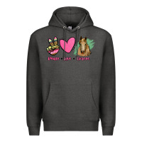 Charcoal Heather peace love horses Premium Hoodie - RanaPortraitStore