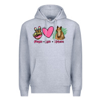 Heather Grey peace love horses Premium Hoodie - RanaPortraitStore