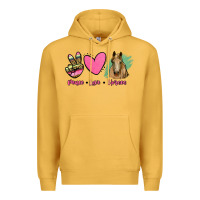 Mustard peace love horses Premium Hoodie - RanaPortraitStore