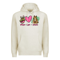 Oatmeal Heather peace love horses Premium Hoodie - RanaPortraitStore