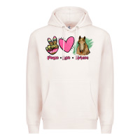 Pale Pink peace love horses Premium Hoodie - RanaPortraitStore