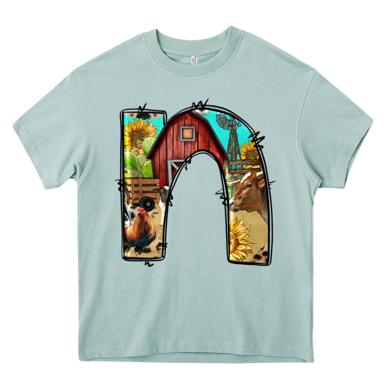 Farm Life Alphabet Lowercase Letters N Heavy Core Tee by BundleAndBundleShop | Teevron
