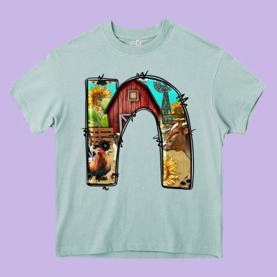 Farm Life Alphabet Lowercase Letters N Heavy Core Tee Designed By Bundleandbundleshop