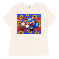 Bone American flag gnomes truck sunflowers star leopard glitter Ladies Tee - Artiststas