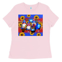 Bubblegum Pink American flag gnomes truck sunflowers star leopard glitter Ladies Tee - Artiststas