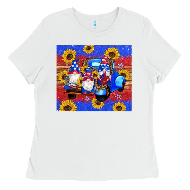 American Flag Gnomes Truck Sunflowers Star Leopard Glitter Ladies Tee by Artiststas | Teevron