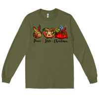 Army Green peace love Christmas Long Sleeve Tee - BarkalooDesign