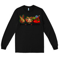 Black peace love Christmas Long Sleeve Tee - BarkalooDesign