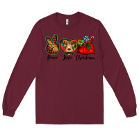 Burgundy peace love Christmas Long Sleeve Tee - BarkalooDesign