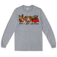 Heather Grey peace love Christmas Long Sleeve Tee - BarkalooDesign