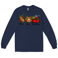 Navy peace love Christmas Long Sleeve Tee - BarkalooDesign