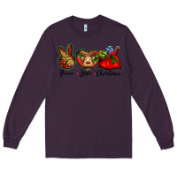 Plum peace love Christmas Long Sleeve Tee - BarkalooDesign