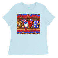 Baby Blue american flag gnomes love star leopard glitter Ladies Tee - Artiststas