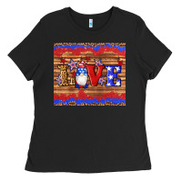American Flag Gnomes Love Star Leopard Glitter Ladies Tee | Teevron