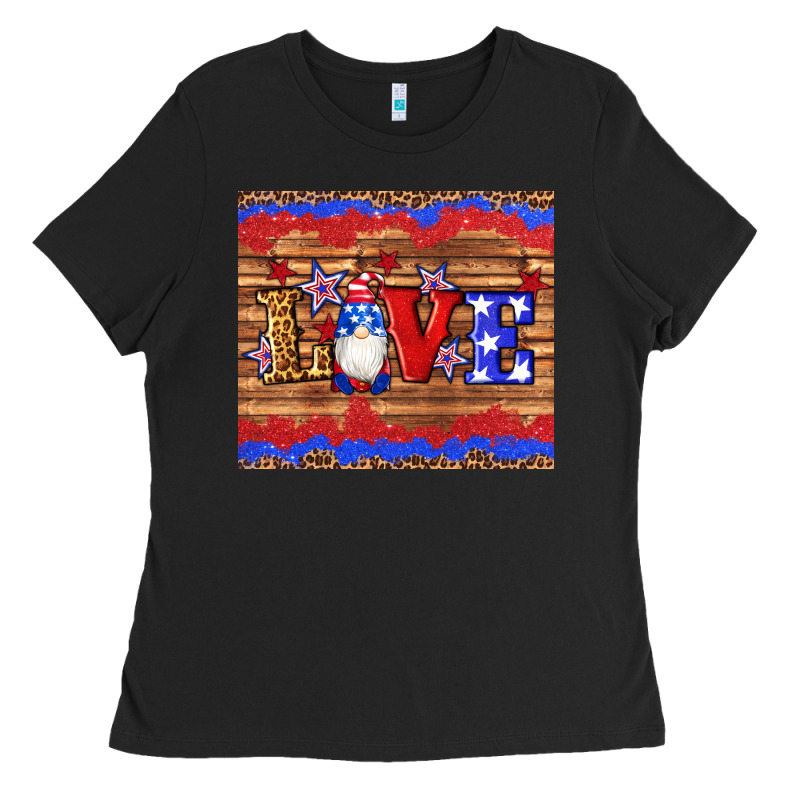 American Flag Gnomes Love Star Leopard Glitter Ladies Tee by Artiststas | Teevron