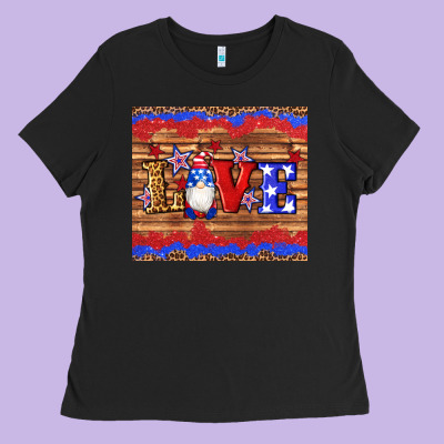 American Flag Gnomes Love Star Leopard Glitter Ladies Tee Designed By Artiststas