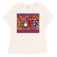 Bone american flag gnomes love star leopard glitter Ladies Tee - Artiststas