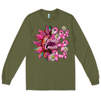 Army Green breast cancer sunflower Long Sleeve Tee - BarkalooDesign