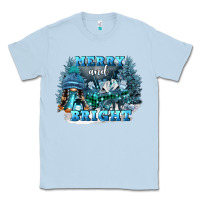 Dusty Blue merry and bright Classic Tee - FaDigitalArtStudio