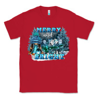 Red merry and bright Classic Tee - FaDigitalArtStudio