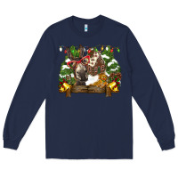 Navy christmas donkey candy house Long Sleeve Tee - BarkalooDesign