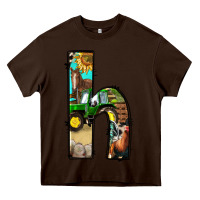 Chocolate Brown farm life alphabet lowercase letters h Heavy Core Tee - BundleAndBundleShop