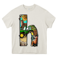 Farm Life Alphabet Lowercase Letters H Heavy Core Tee | Teevron