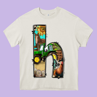 Farm Life Alphabet Lowercase Letters H Heavy Core Tee Designed By Bundleandbundleshop