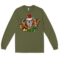 Army Green Christmas joy english bulldog Long Sleeve Tee - BarkalooDesign