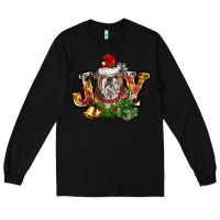 Black Christmas joy english bulldog Long Sleeve Tee - BarkalooDesign