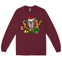 Burgundy Christmas joy english bulldog Long Sleeve Tee - BarkalooDesign