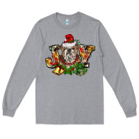 Heather Grey Christmas joy english bulldog Long Sleeve Tee - BarkalooDesign