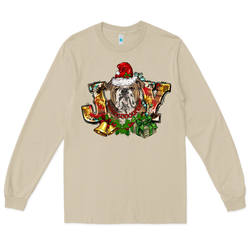 Christmas Joy English Bulldog Long Sleeve Tee by BarkalooDesign | Teevron