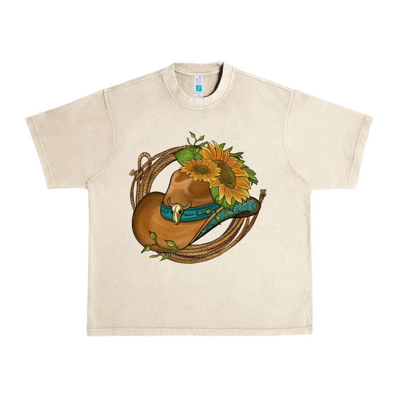 Western Hat With Sunflowers And Rope Urban Heavy Tee by Artiststas | Teevron